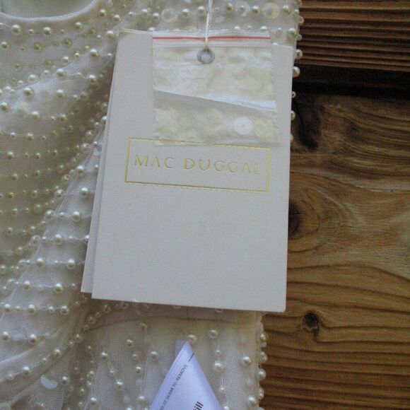 Mac Duggal 93735 Pearl Embellished Soft Tie One Shoulder Gown White - Picture 16 of 17